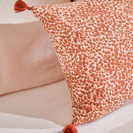 Terracotta Leopard Print Cushion Cover