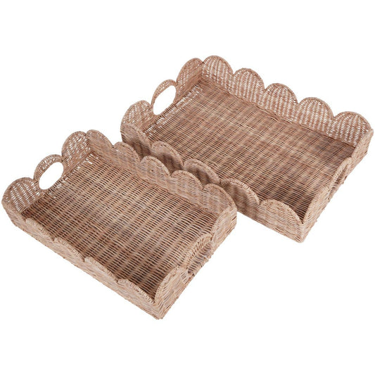 Rattan Scallop Trays